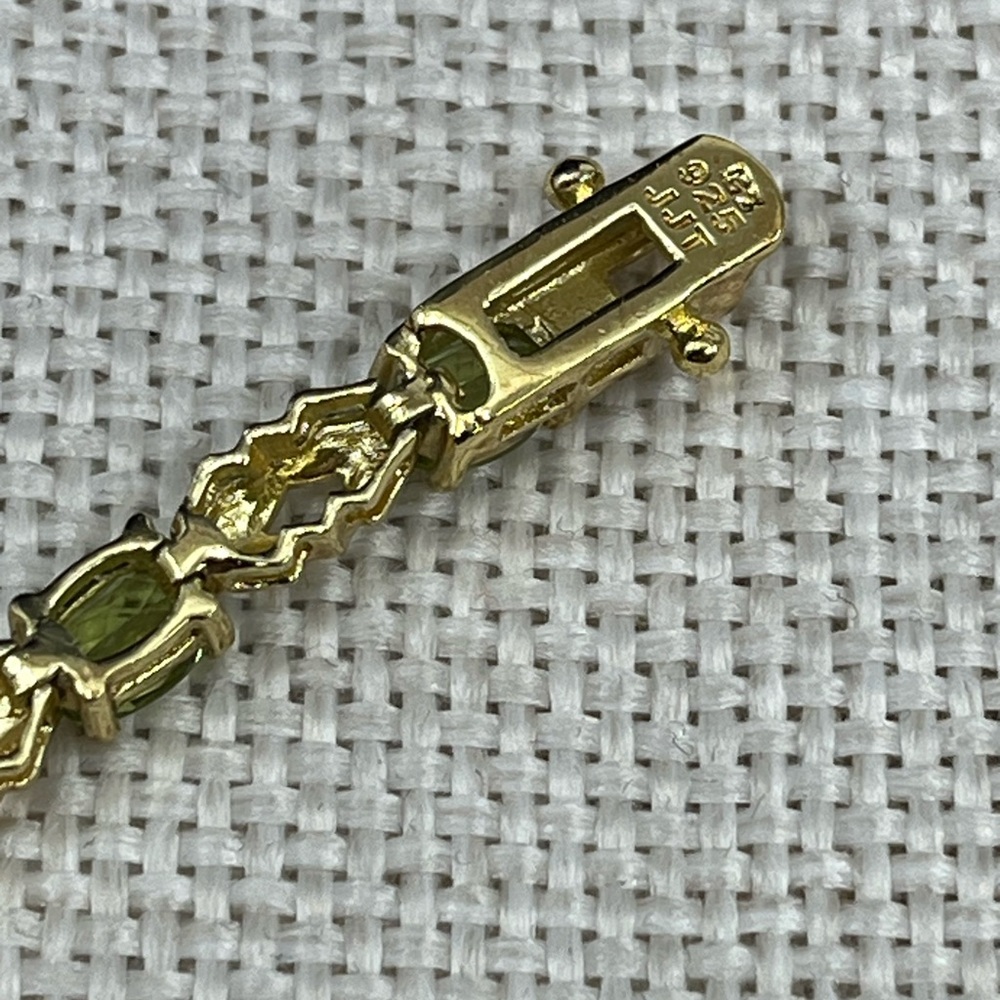 Vintage JJT Gold Vermeil 925 Sterling Genuine Peridot Link Bracelet 7.25" - Picture 4 of 17